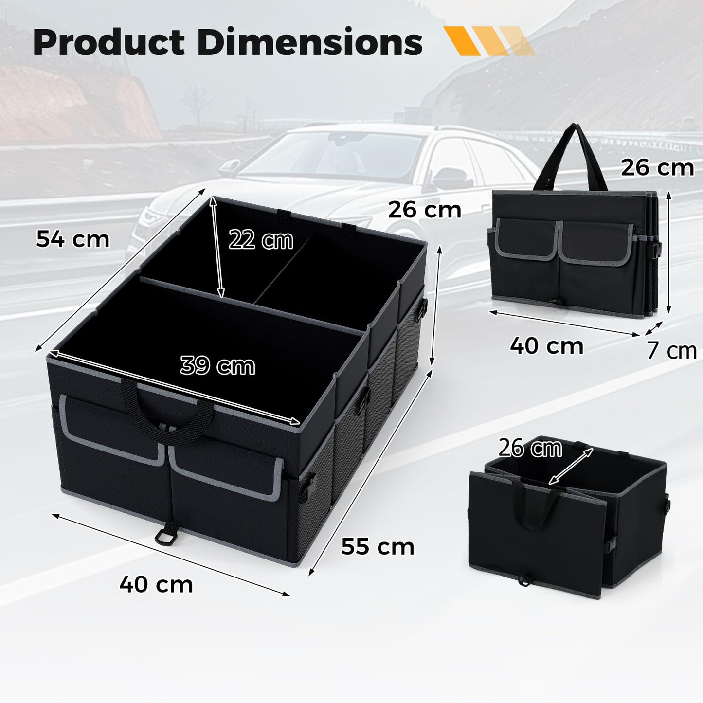 Car Trunk Organizer 48L Collapsible Cargo Storage Box