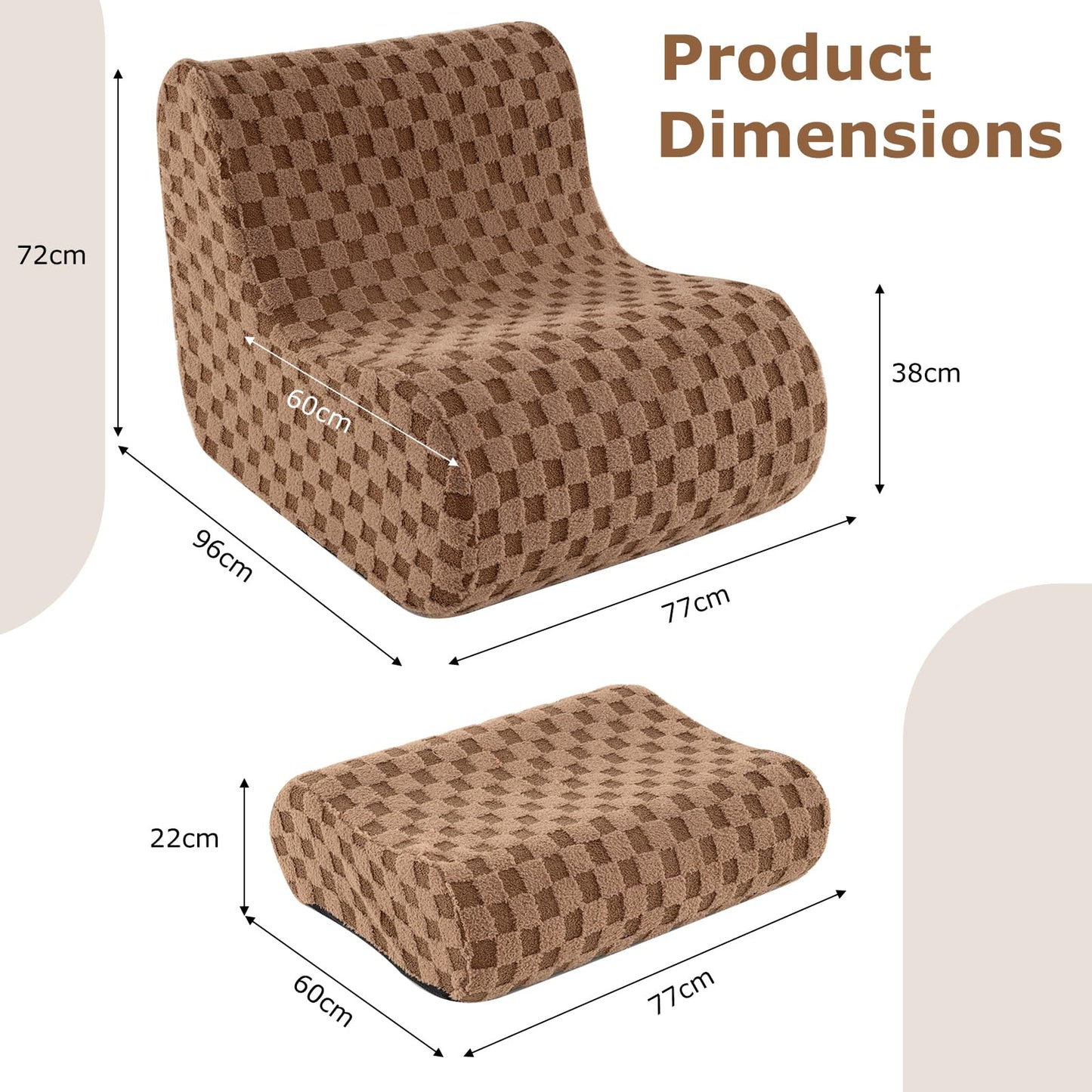 Bean Bag Chair with Ottoman Accent Lazy Sofa Chair Set