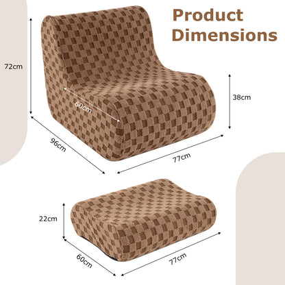 Bean Bag Chair with Ottoman Accent Lazy Sofa Chair Set