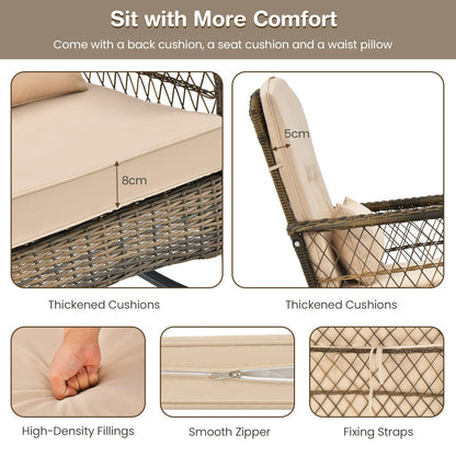 Outdoor Rocking Chairs and Table Set with Cushions and Pillows