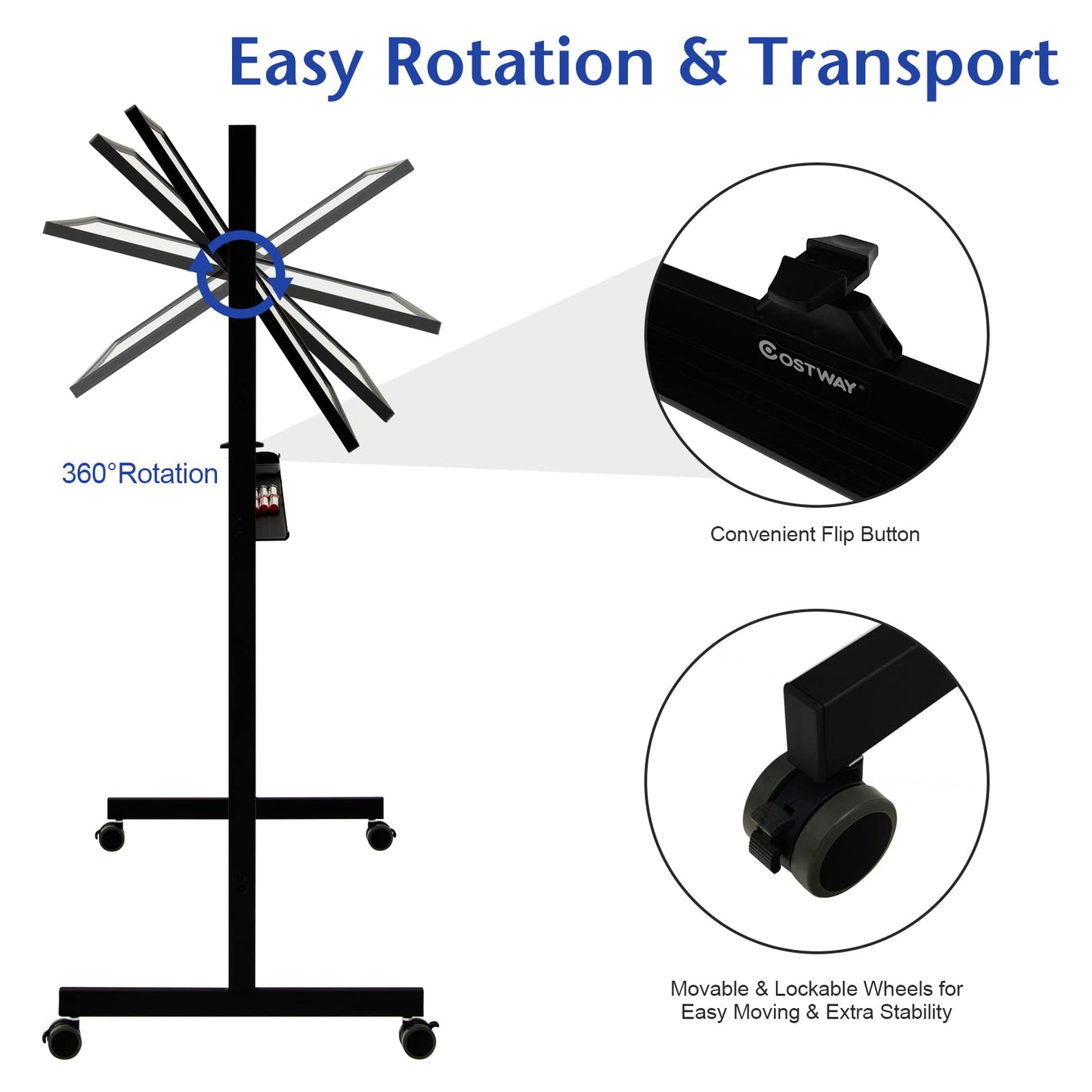 Adjustable Mobile Revolving Board with Magnets