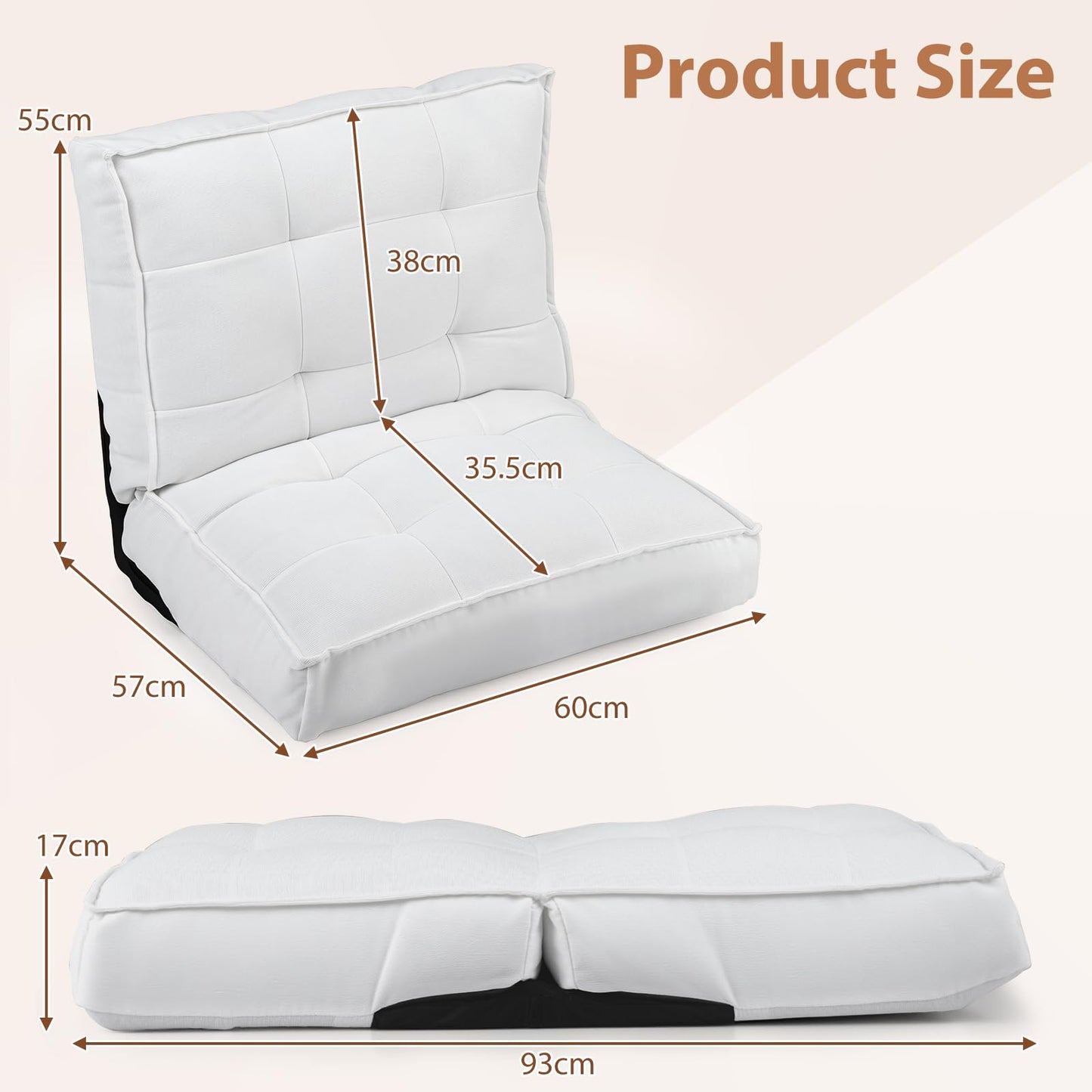 6-Level Adjustable Single Lazy Sofa Bed Chair