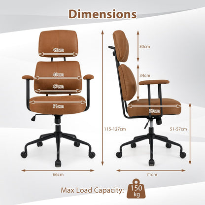 Ergonomic Office Chair with Adjustable Headrest and Spring Cushion Seat