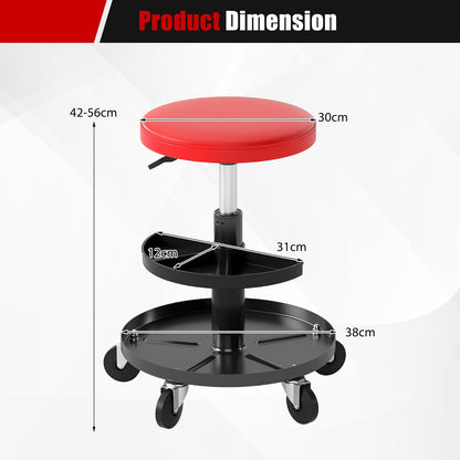 Rolling Mechanic Stool with Wheels and 42-56 cm Adjustable Seat