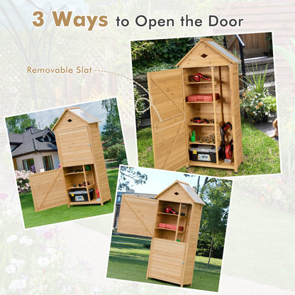 Wooden Garden Shed Tool Storage Cabinet with 5 Shelves