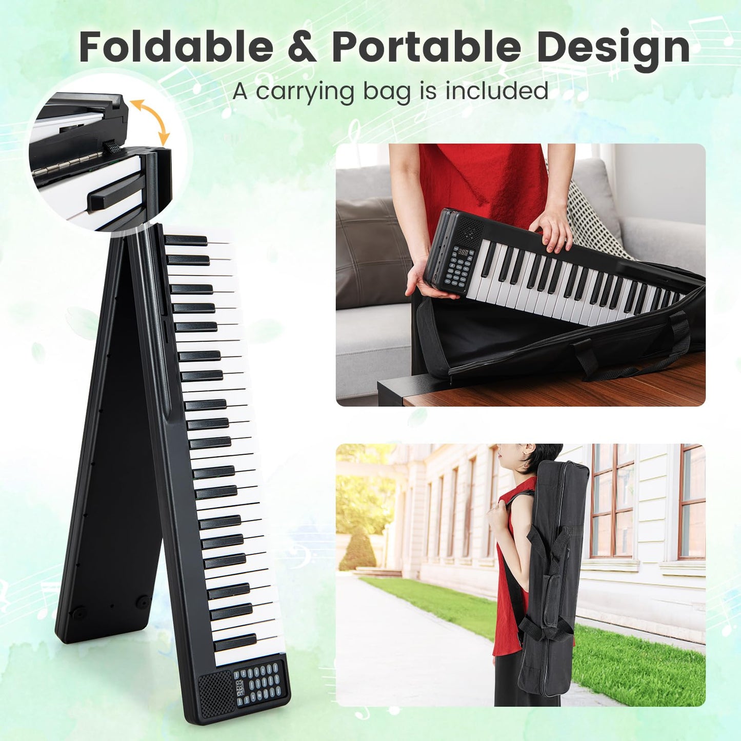 Giantex 88-Key Foldable Digital Piano Keyboard Full Size Electronic Pianos with MIDI Split Function