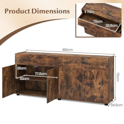 160cm Large Buffet Sideboard, 4 Door Storage Cabinet