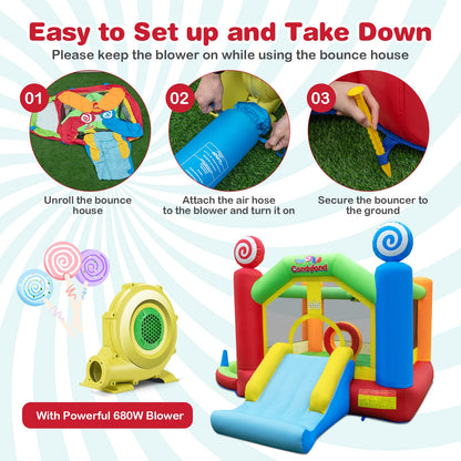 Candy Land Theme Inflatable Bounce House with 680W Blower