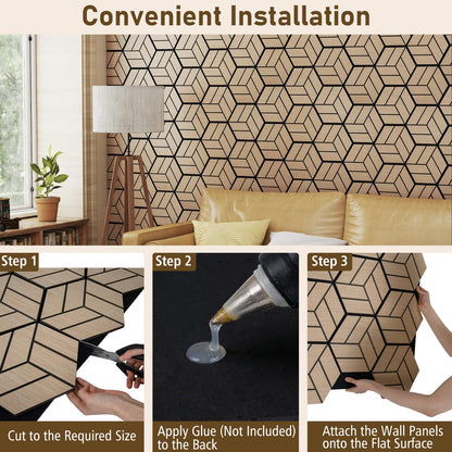4 Pack Acoustic Panels for Walls Sound Absorbing Panel with 9 Hexagonal Wooden Boards