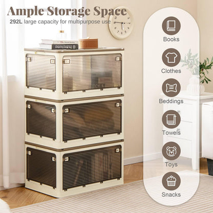 292 L Collapsible Storage Bins 3-Pack Stackable Storage Boxes with Lids