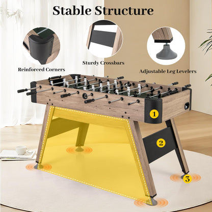 137cm Foosball Table Arcade Soccer Game Table with 2 Balls and 26 Players