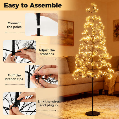 1.5 M Lighted Alpine Tree with 1000 Warm White Light LED Lights