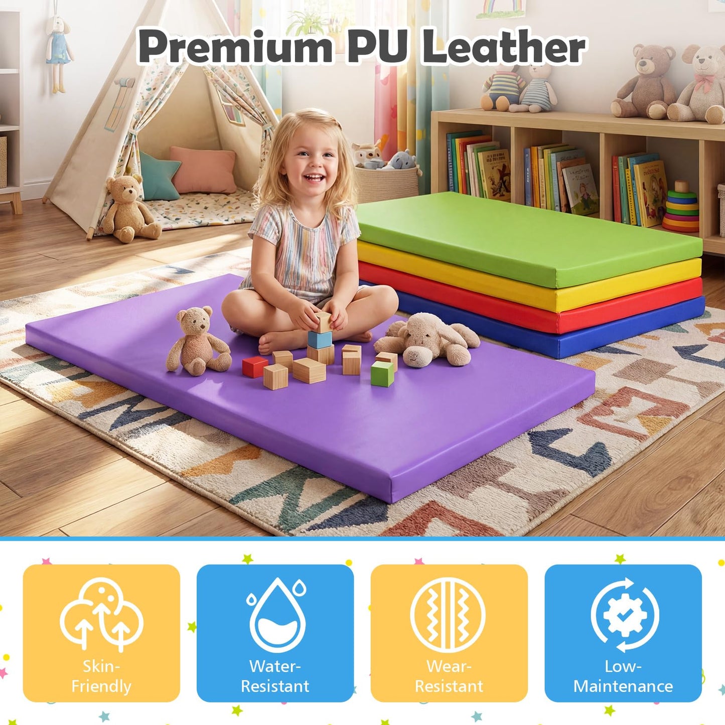 5 Pcs Kids Nap Mat, 5.5cm Thick Sponge Children Floor Rest Mats