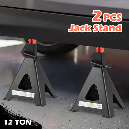 2 Pack Jack Stands, 6/12 Ton Capacity Per Stand