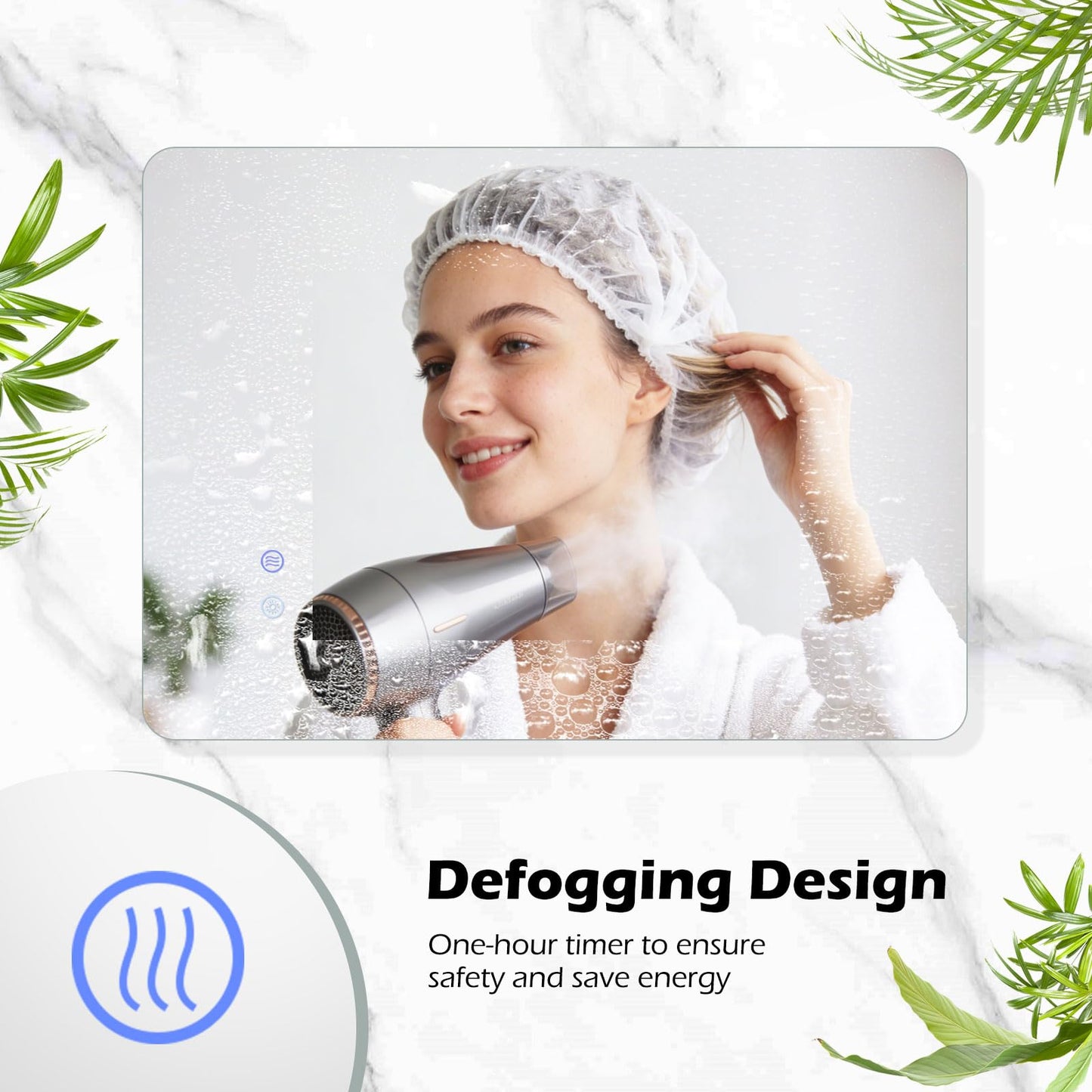 Bathroom Mirror with LED Lights, Anti-Fog Illuminated Wall Mounted Vanity Mirror