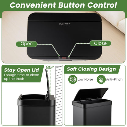 56L Stainless Steel Trash Can Touchless Recycling Garbage Bin