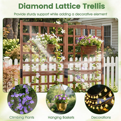 Wooden Garden Planter with Trellis, Raised Garden Bed with 2 Boxes