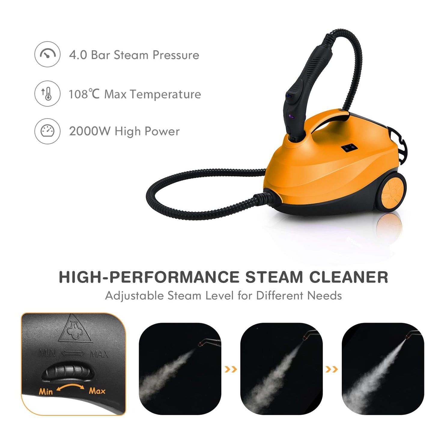 2000W Steam Cleaner, 1.5L Tank Portable Household Steam Mop with 20 Accessories