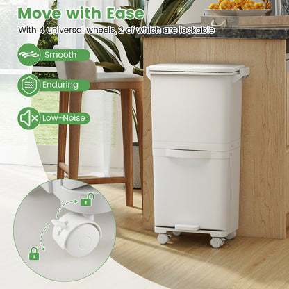 Trash Can with 2 Removable Bins and Tilting Compartment