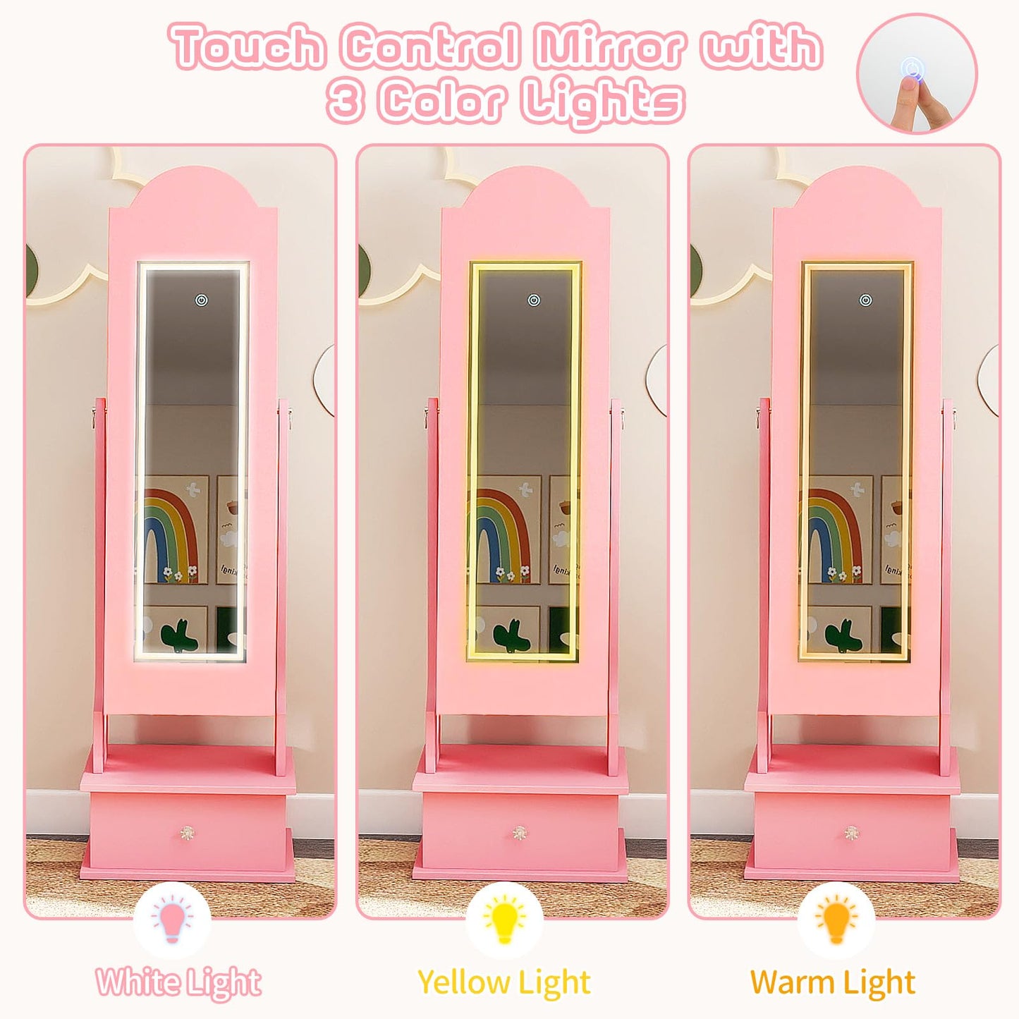 Kids Jewelry Cabinet Children Jewelry Organizer with Lights