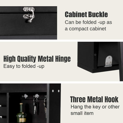 Folding Wall Mounted Drop-Leaf Table, Space Saving Floating Computer Desk with Chalkboard and Adjustable Storage Shelves