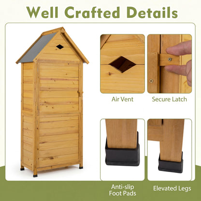 GiantexUK Wooden Garden Shed, Tool Storage Cabinet with 5 Shelves