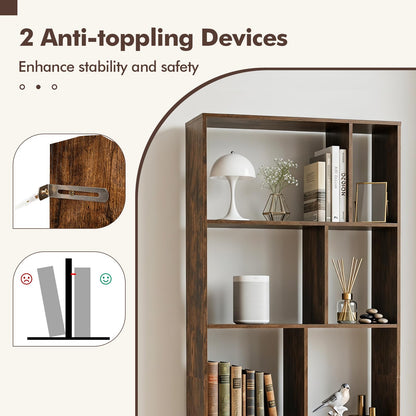 Wooden Bookcase Storage Rack with Anti-Toppling Device