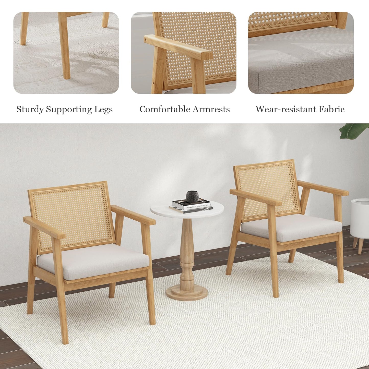 Modern Accent Chair with Solid Rubber Wood Frame