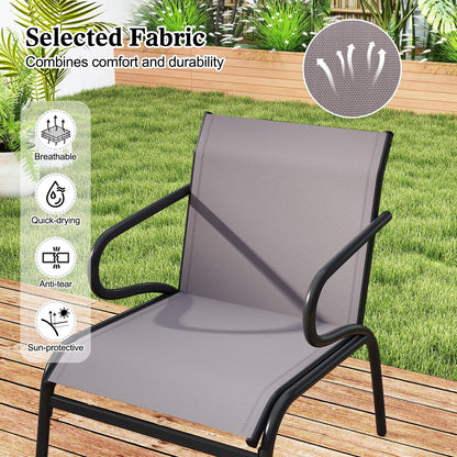 Outdoor Dining Chairs Set of 2 with Breathable Backrest & Seat and Armrests