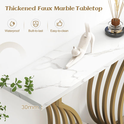 Faux Marble Slim Entryway Table Sofa Side Table