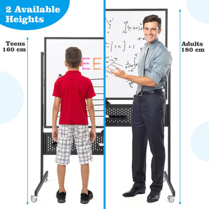 120 x 90 CM Double-Sided Dry Erase Mobile Board with Stand