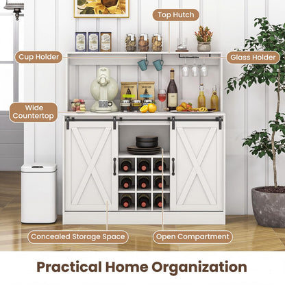 Kitchen Buffet Sideboard with Charging Station,Hutch
