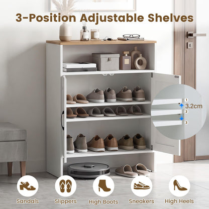Shoe Cabinet with 2 Barn Doors and Adjustable Shelves for Entryway
