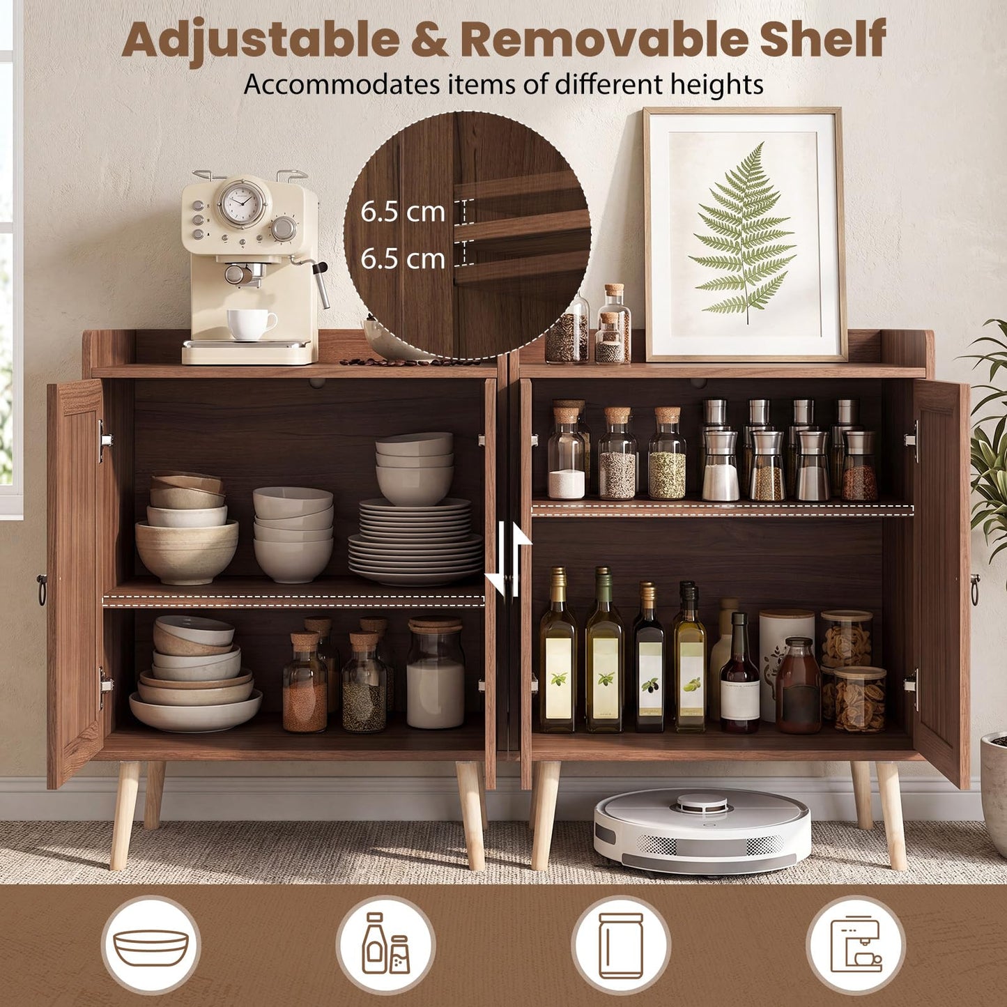 Sideboard Buffet Cabinet with 2 Doors & Adjustable Shelf