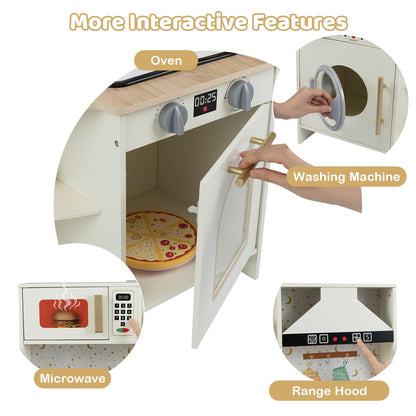 Wooden Corner Kitchen Playset with Working Faucet and Realist Sounds