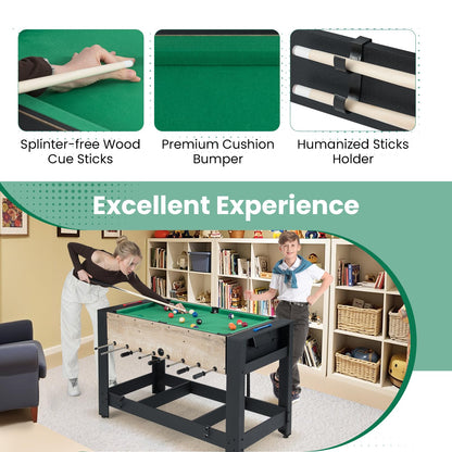 2-in-1 Swivel Multi Game Table 122 cm Foosball and Pool Combo Table