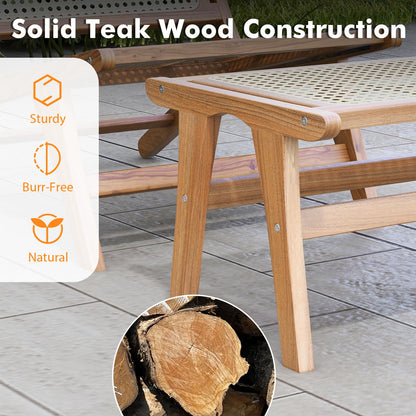 Hand-woven Wicker Footrest Vanity Stool for Living Room