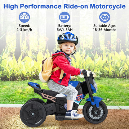 3 Wheel Toddler Ride on Motorcycle with Detachable Training Wheels