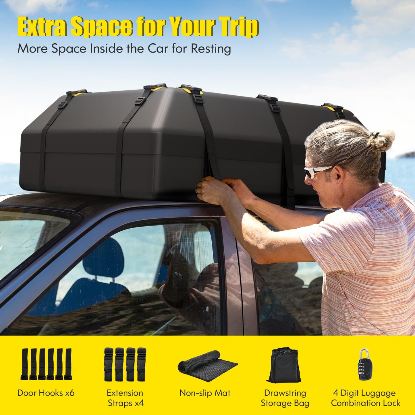 21 Cubic 100% Waterproof Roofing Cargo Carrier with Anti-Slip Mat