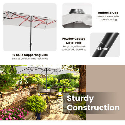 4.3m Double-Sided Patio Umbrella with Crank Handle & Vented Tops