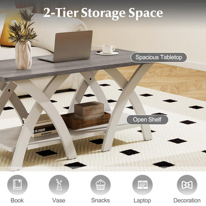 Coffee Table, Farmhouse Wooden Cocktail Center Table