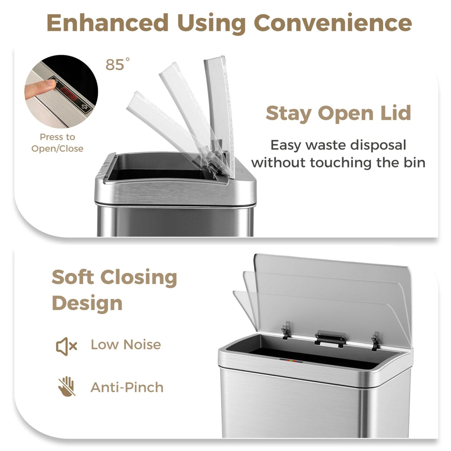 53/60L Automatic Trash Can with Lid