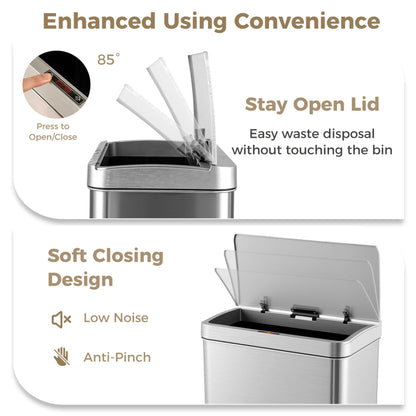 53/60L Automatic Trash Can with Lid