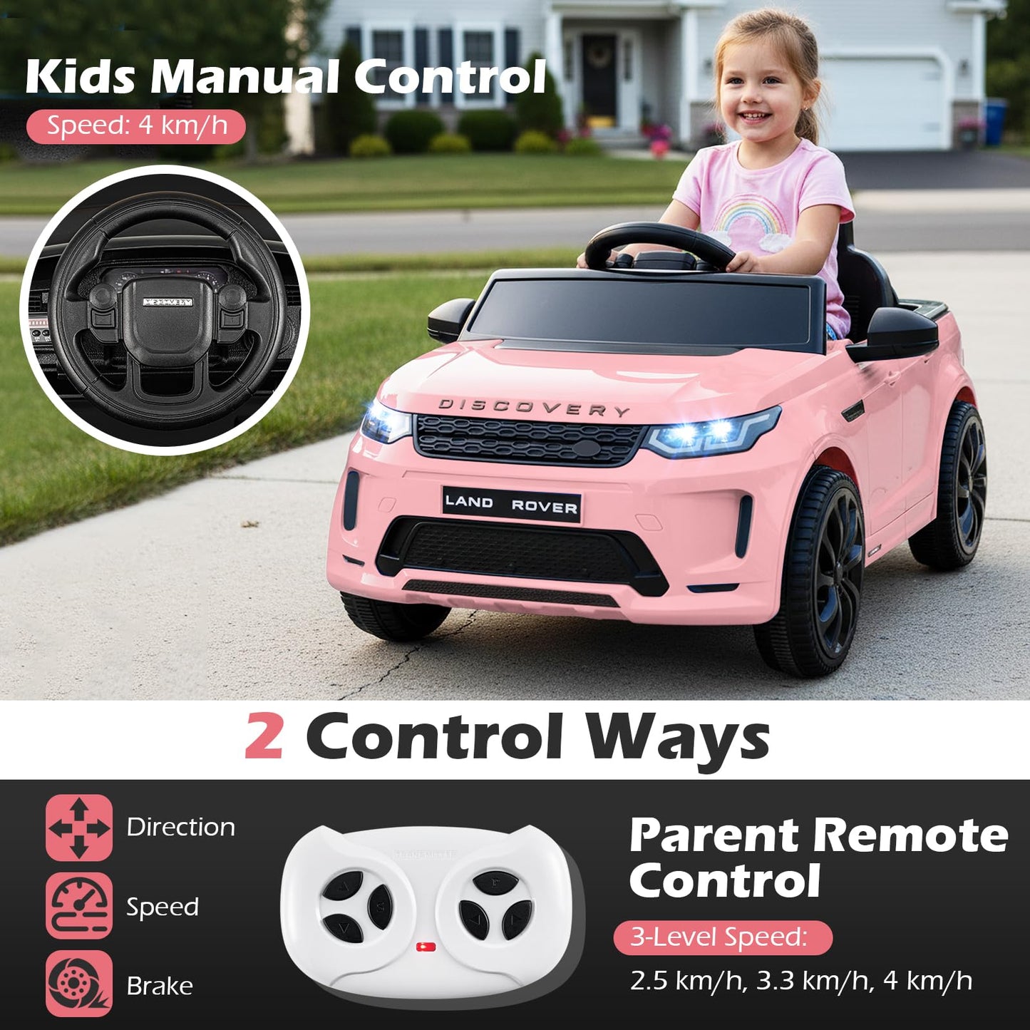 12V Ride on Car with Remote Control and Music Licensed Land Rover