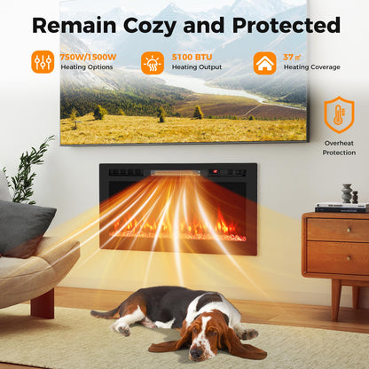 WiFi-Enabled Electric Fireplace Compatible with Alexa and Google Assistant