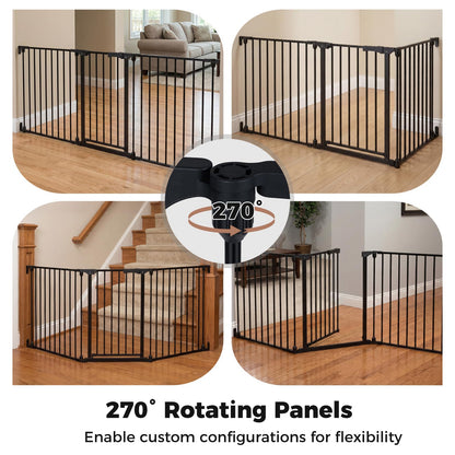 3 Panel Foldable Pet Gate, Pressure Baby Gate with One-hand Opening