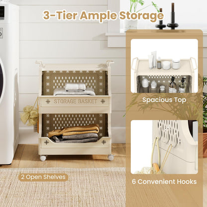 3/4/5/6 Tier Rolling Laundry Basket with Wheels and Handles for Laundry Room