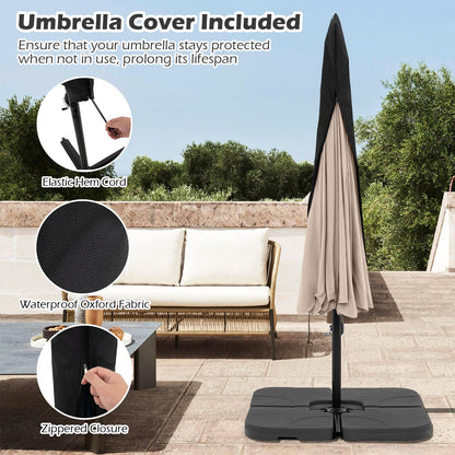 2.9M Patio Cantilever Parasol with Cover and Tilt Function