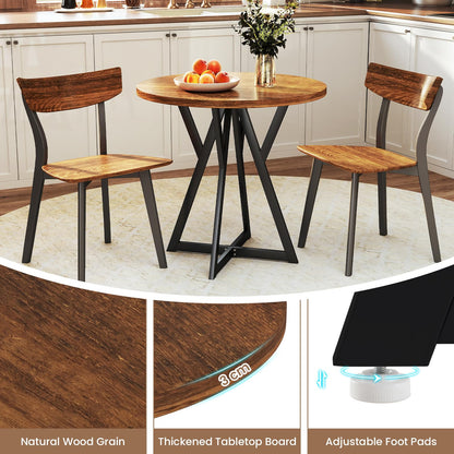 80cm Round Dining Table with Metal Pedestal Base and Adjustable Foot Pads