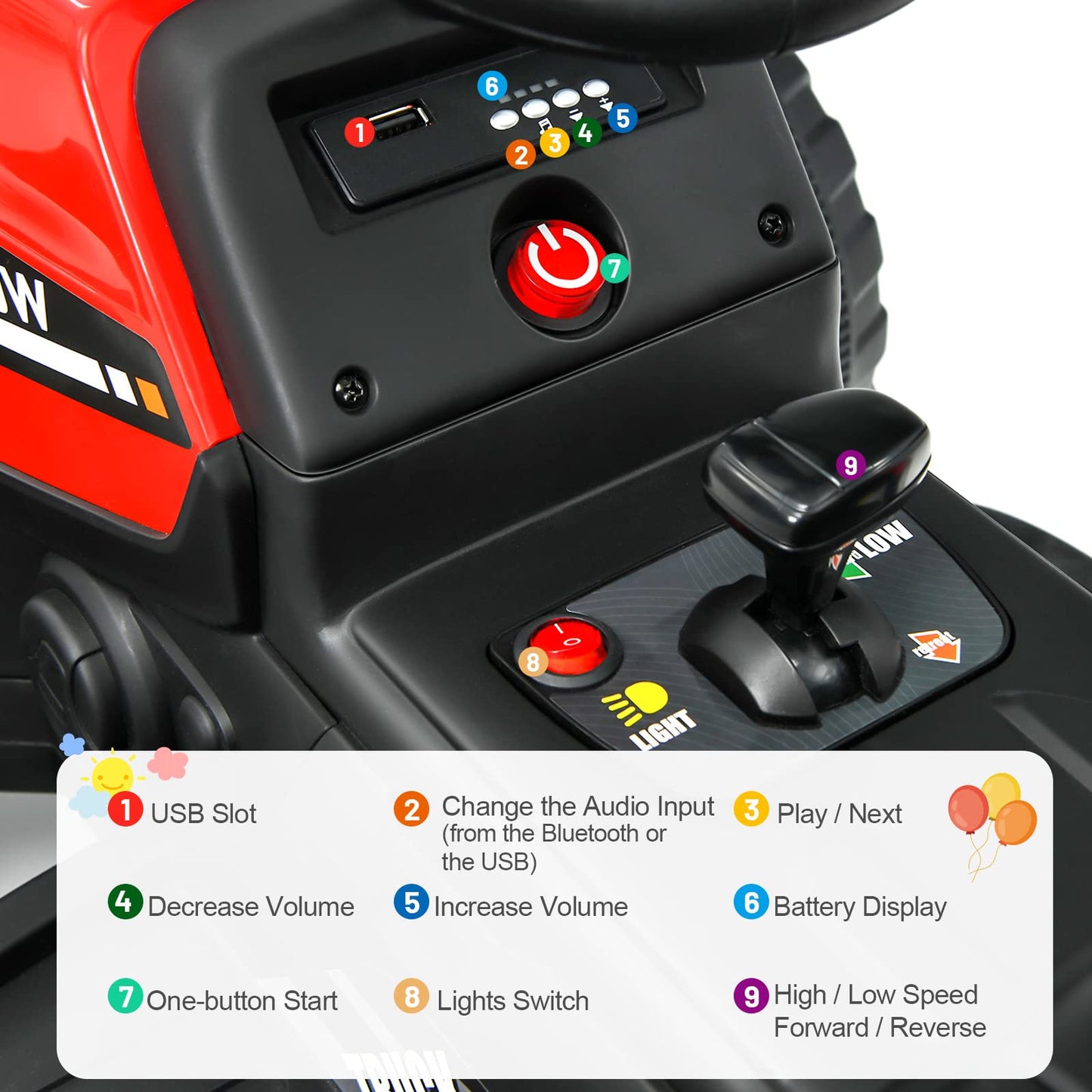 Kids Electric Tractor with Detachable Trailer